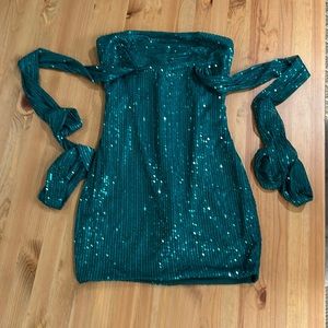 Sparkly Halter Semi Formal Dress
